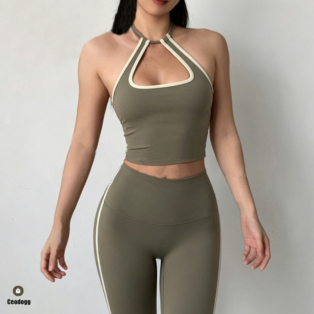 Bralette Triangle Set - ハンギングホルタートップ女性スポーツブラプッシュアップフィットネスヨガブラ下着ジムスポーツトップス女性ランニングベストブラレット XP177