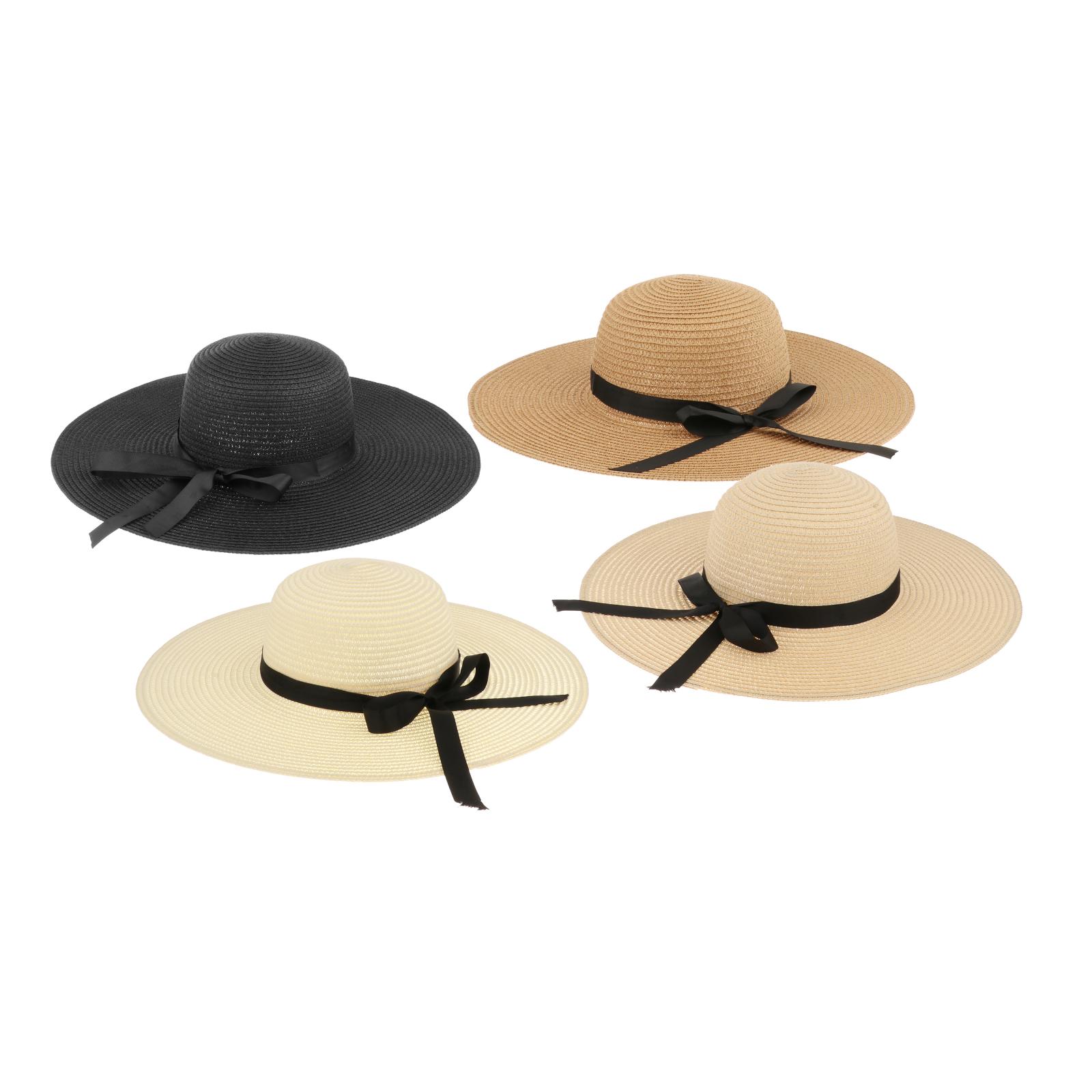 Hat Floppy Wide - 女性用夏用麦わら帽子 バイザー付き 折りたたみ式 ロールアップキャップ つば広 フロッピーハット