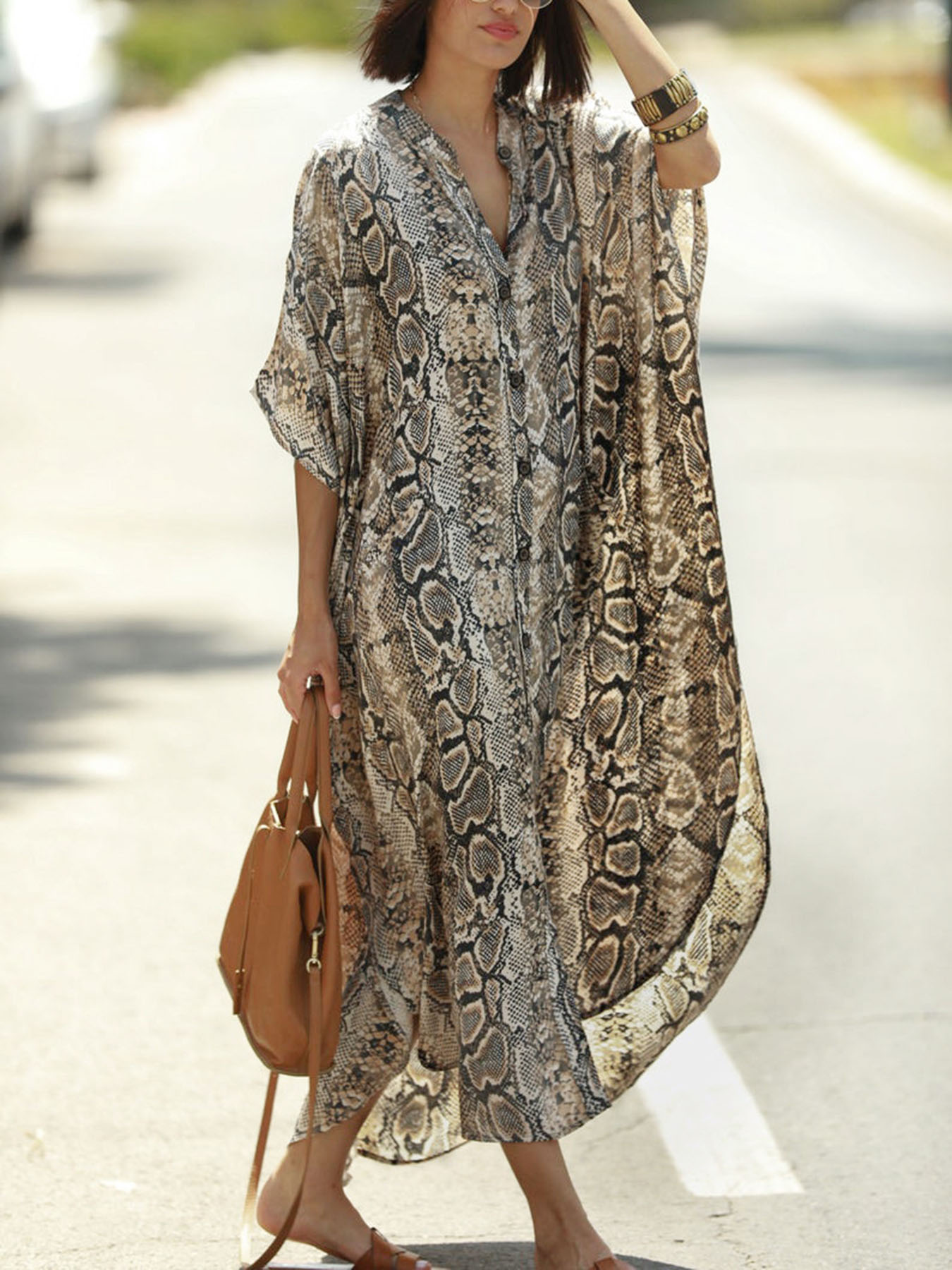 ボヘミアン柄ビーチカバーアップ |   ボタンフロントのシャ - Cover Up Kaftan のレビューと価格