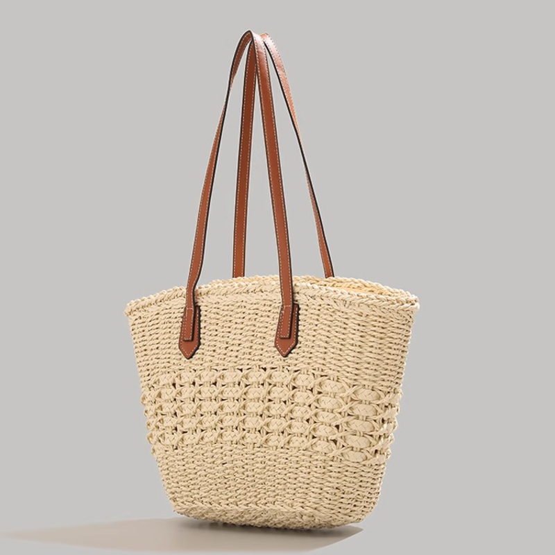 特大折りたたみ式ストロー製トートバッグ 夏の旅行用 防水ビー - Tote Bag Beach のレビューと価格