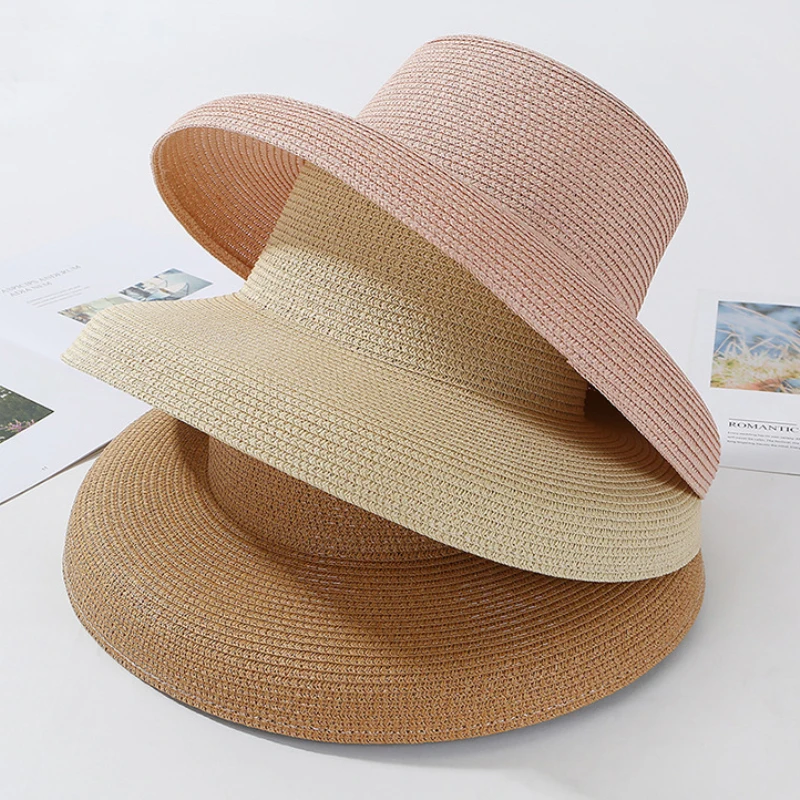 2023年新作夏レディース無地ワイドブリム麦わら帽子女性用エ - Hat Floppy Wide のレビューと価格