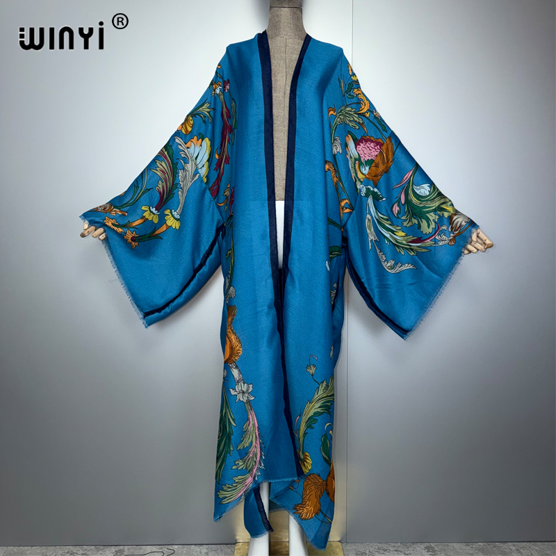 WINYI アフリカ風ボヘミアン着物マキシ丈ワンピース ビー - Cover Up Kaftan のレビューと価格