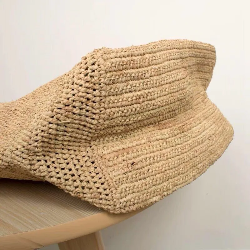 ファッションカジュアルな大きな編み込み天然ラフィアストローバ - Crochet Bag Raffia のレビューと価格
