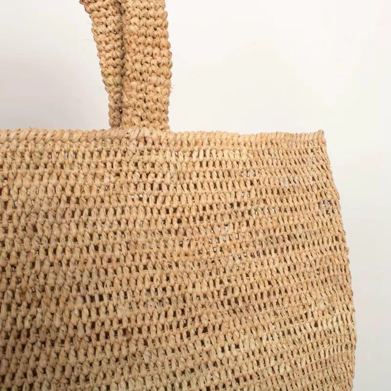 ファッションカジュアルな大きな編み込み天然ラフィアストローバ - Crochet Bag Raffia のレビューと価格
