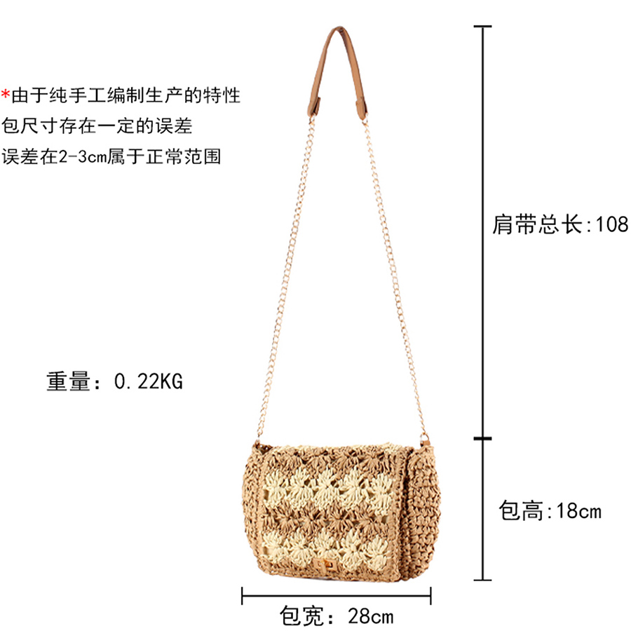 女性用ストロークロスボディバッグ 夏用パッチワーク織りショル - Crochet Bag Raffia のレビューと価格