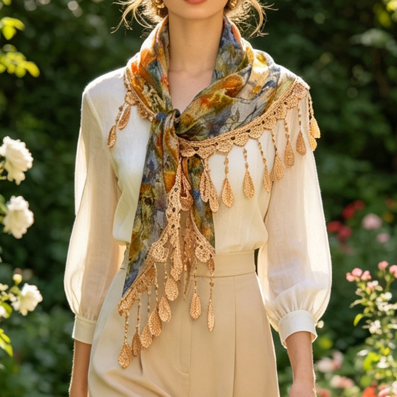 ヴィンテージフローラルレース中空タッセルウエストスカーフボヘ - Cover Up Kaftan のレビューと価格