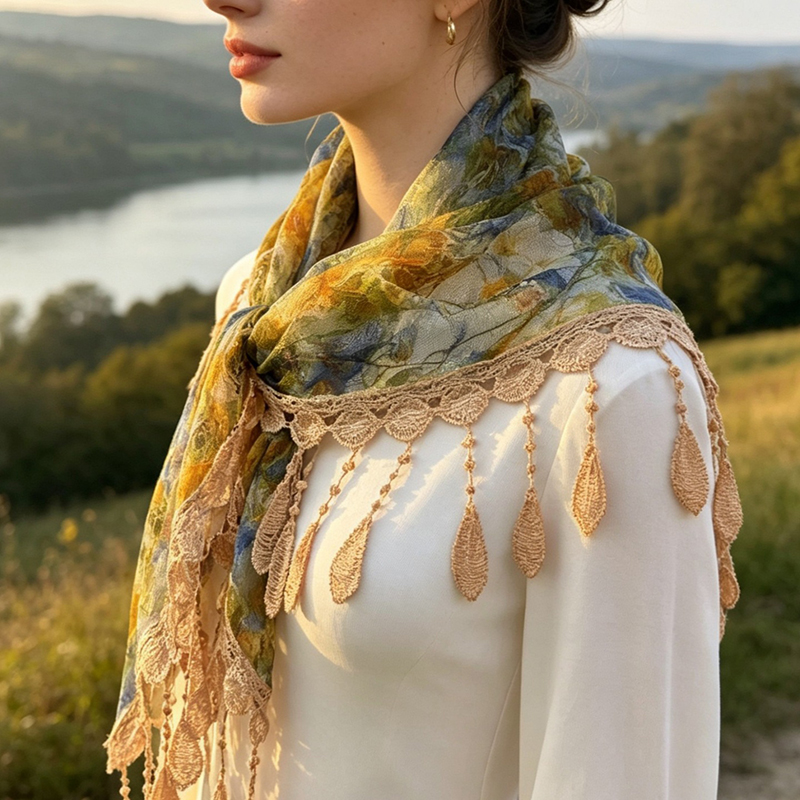 ヴィンテージフローラルレース中空タッセルウエストスカーフボヘ - Cover Up Kaftan のレビューと価格