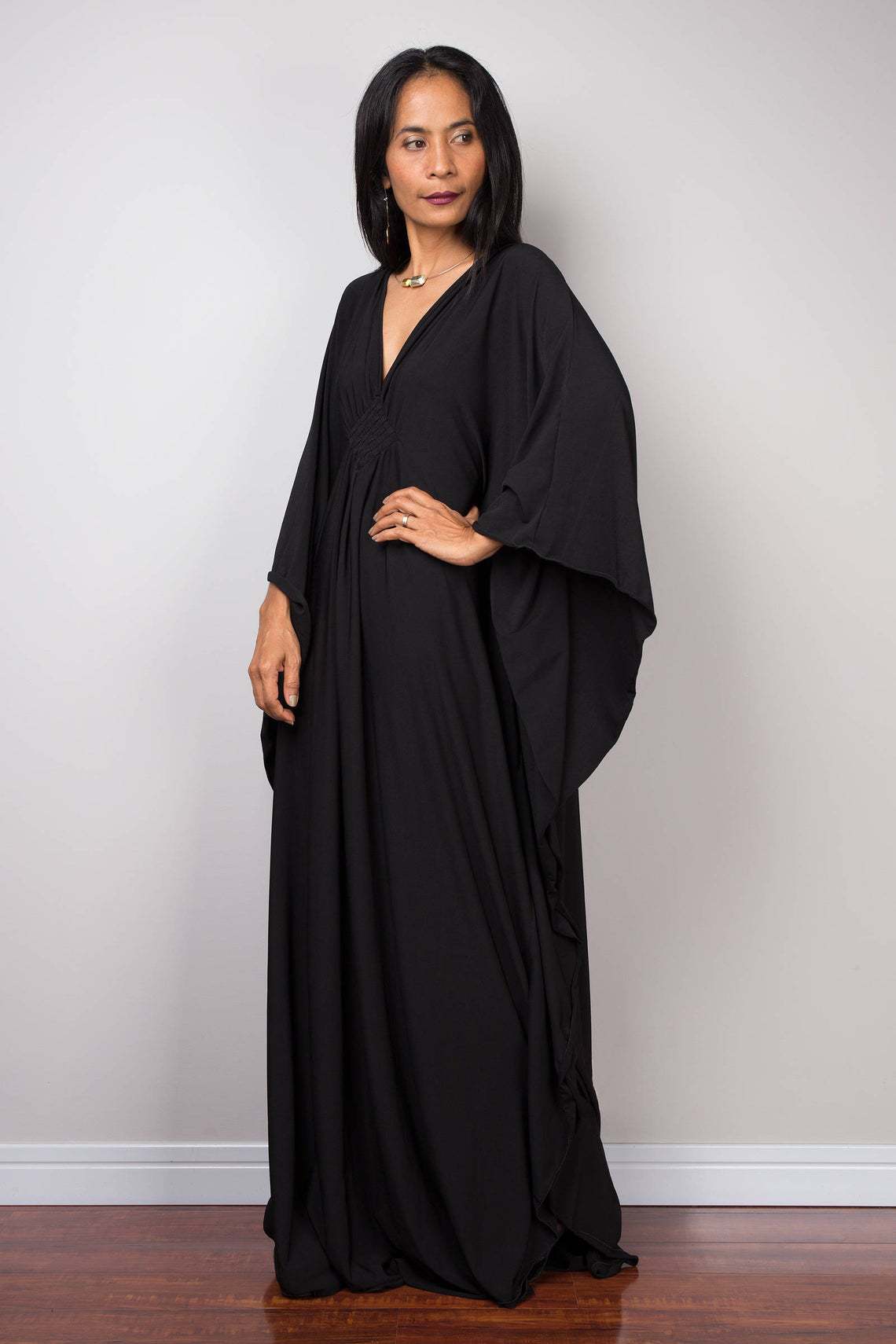 女性用無地カバーアップVネックバットウィングスリーブプラスサ - Cover Up Kaftan のレビューと価格