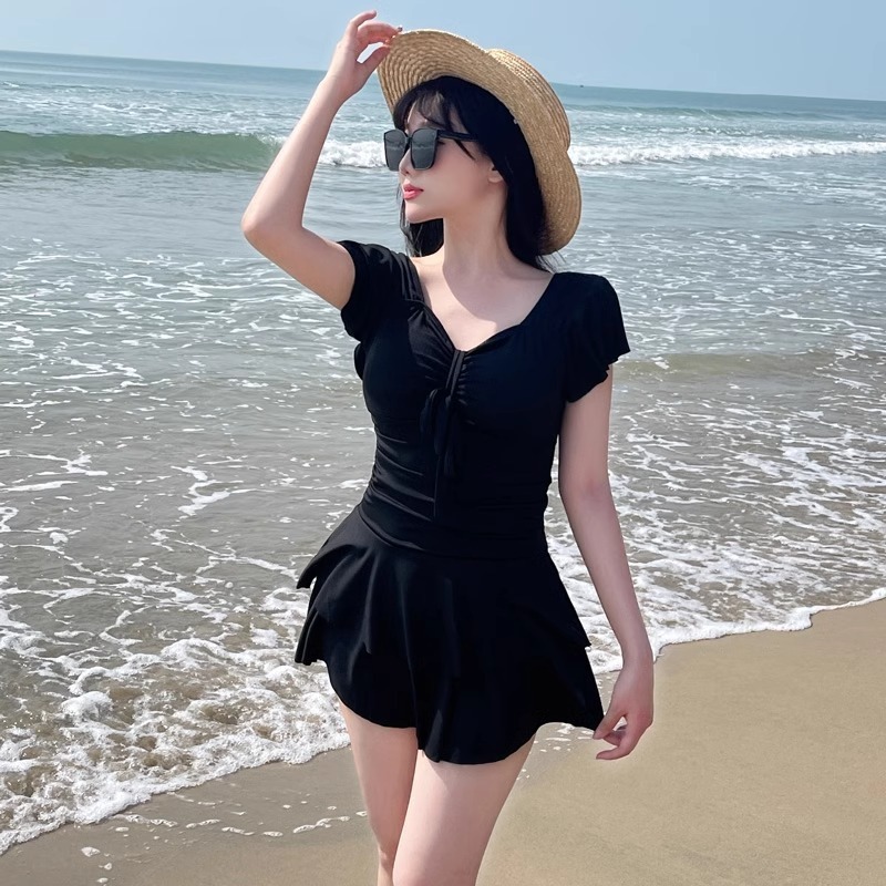 女性用 レッド V ネック スカート付きワンピース水着 半袖 - Swimsuit Bikini Ruched のレビューと価格