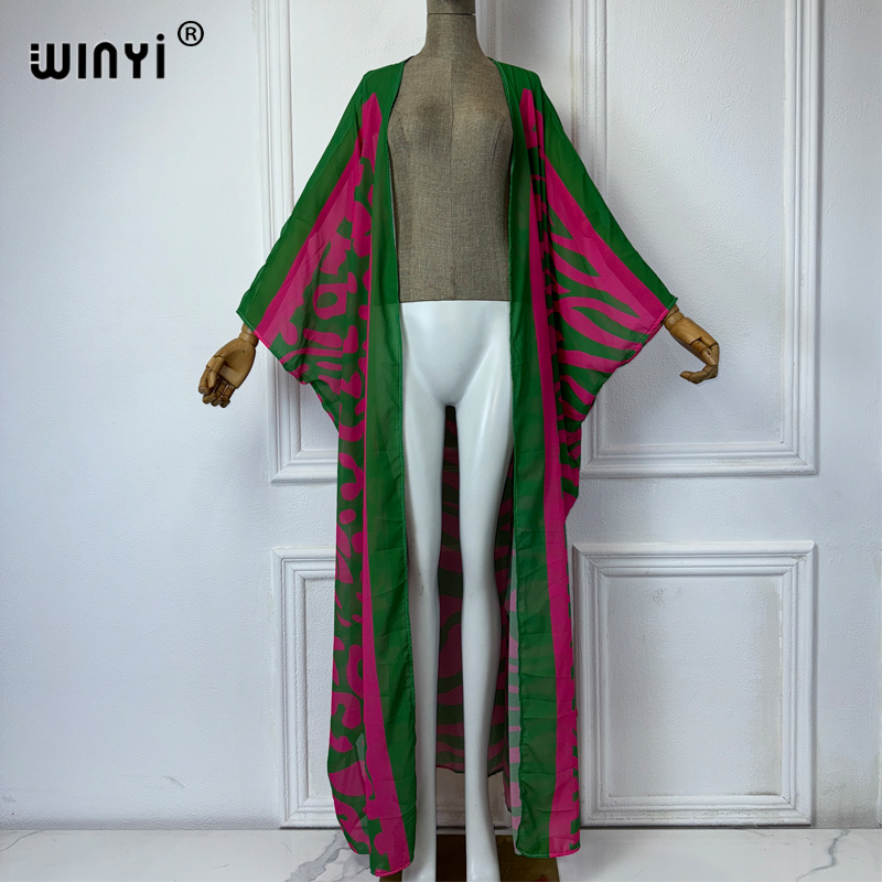 WINYI アフリカボヘミアンプリント着物風ルーズドレス 女 - Cover Up Kaftan のレビューと価格