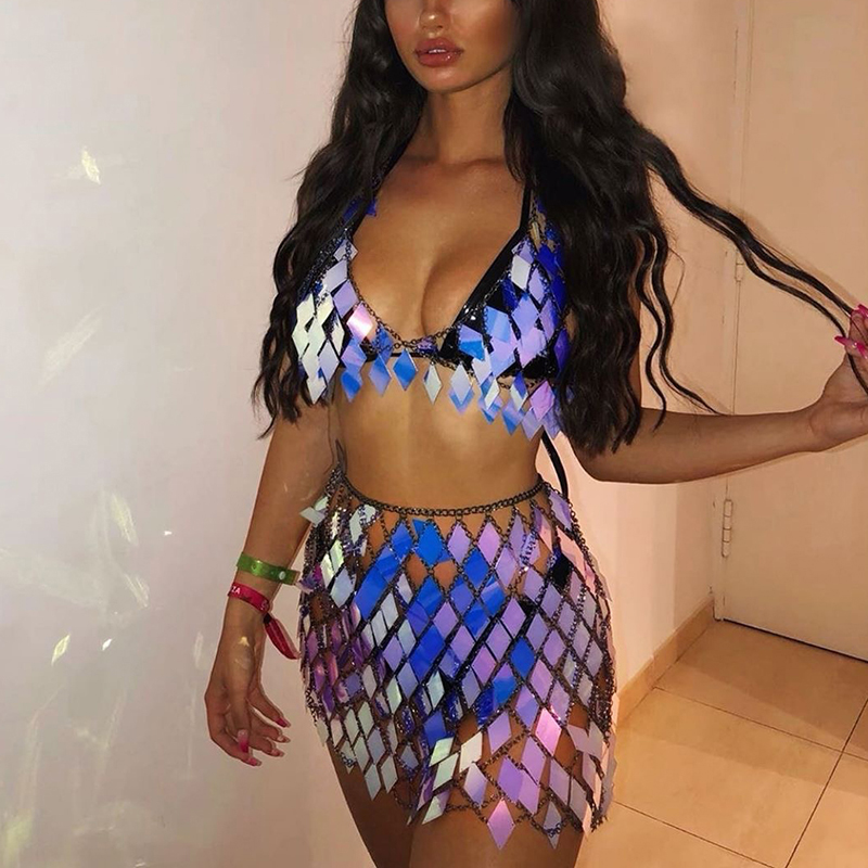 Fishvalqueen-スパンコールのショートトップとミニ - Crop Top Crochet のレビューと価格
