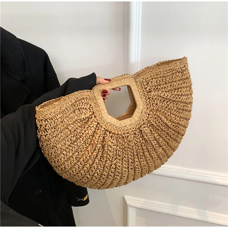 ブランド織クラッチバッグ高級新ハイエンド海辺休暇旅行大容量わ - Crochet Bag Raffia のレビューと価格