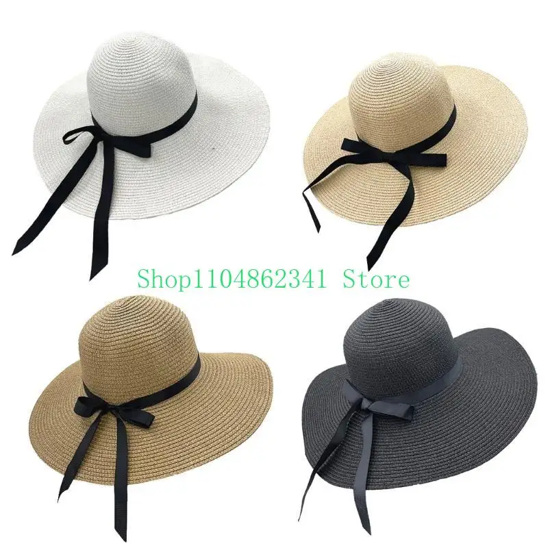 652F エレガントなフロッピーストローハット女性用折りたた - Hat Floppy Wide のレビューと価格